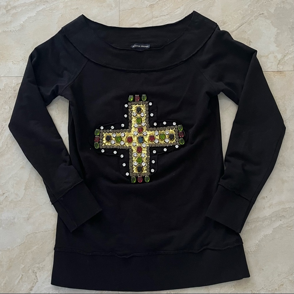Boston Proper Rhinestone Sweatshirt - Picture 2 of 8